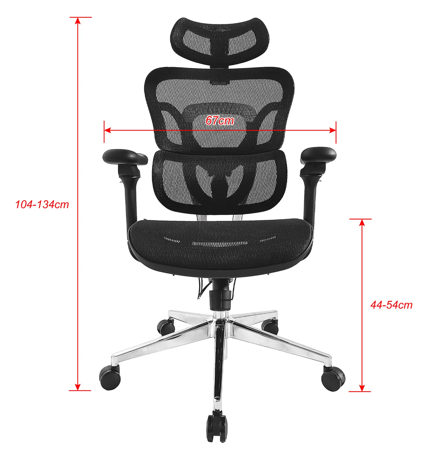 Equip Stuhl - ergonomisch - Armlehnen - T-förmig - Netz-Rückenlehne Schwarz 44 cm, Ansicht 2