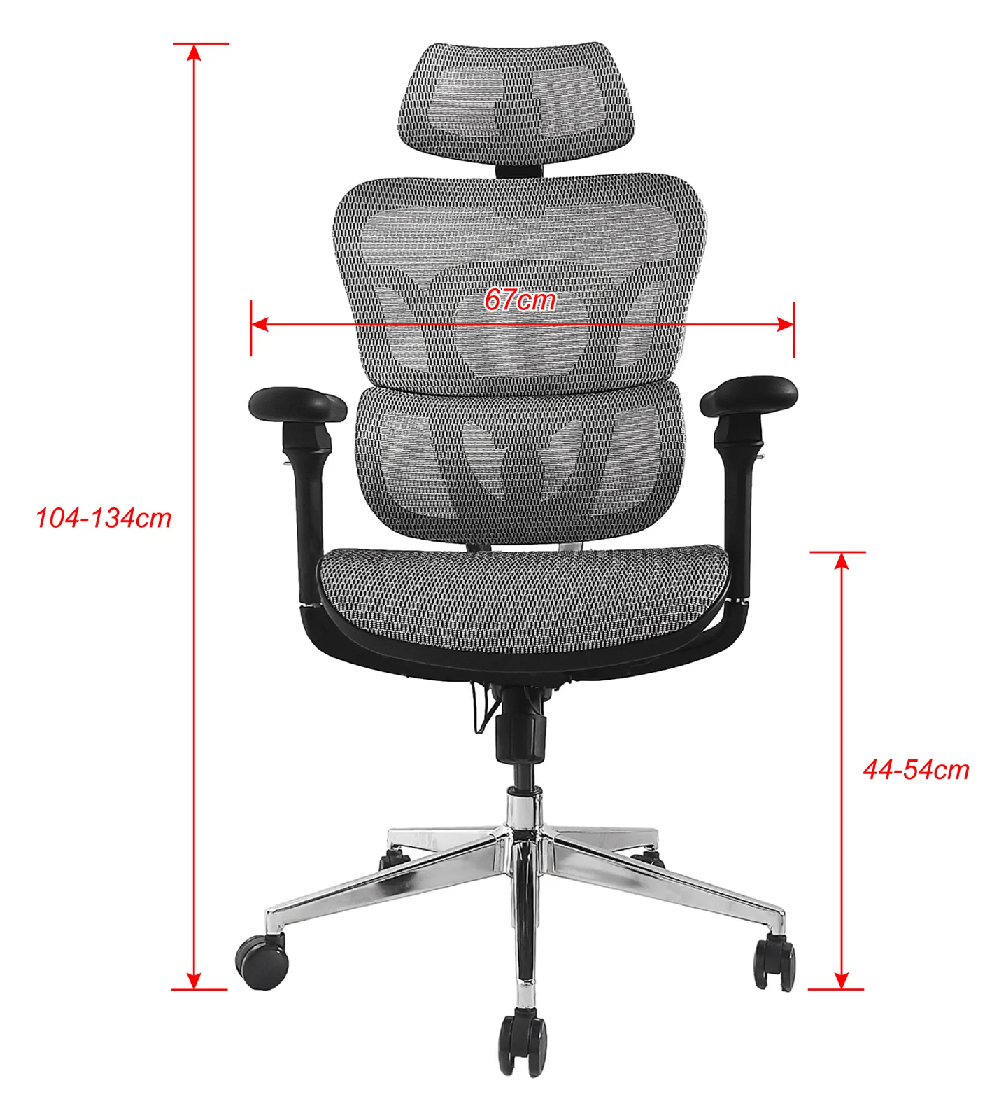 Equip Stuhl - ergonomisch - Armlehnen - T-förmig - Netz-Rückenlehne Grau 44 cm, Ansicht 2