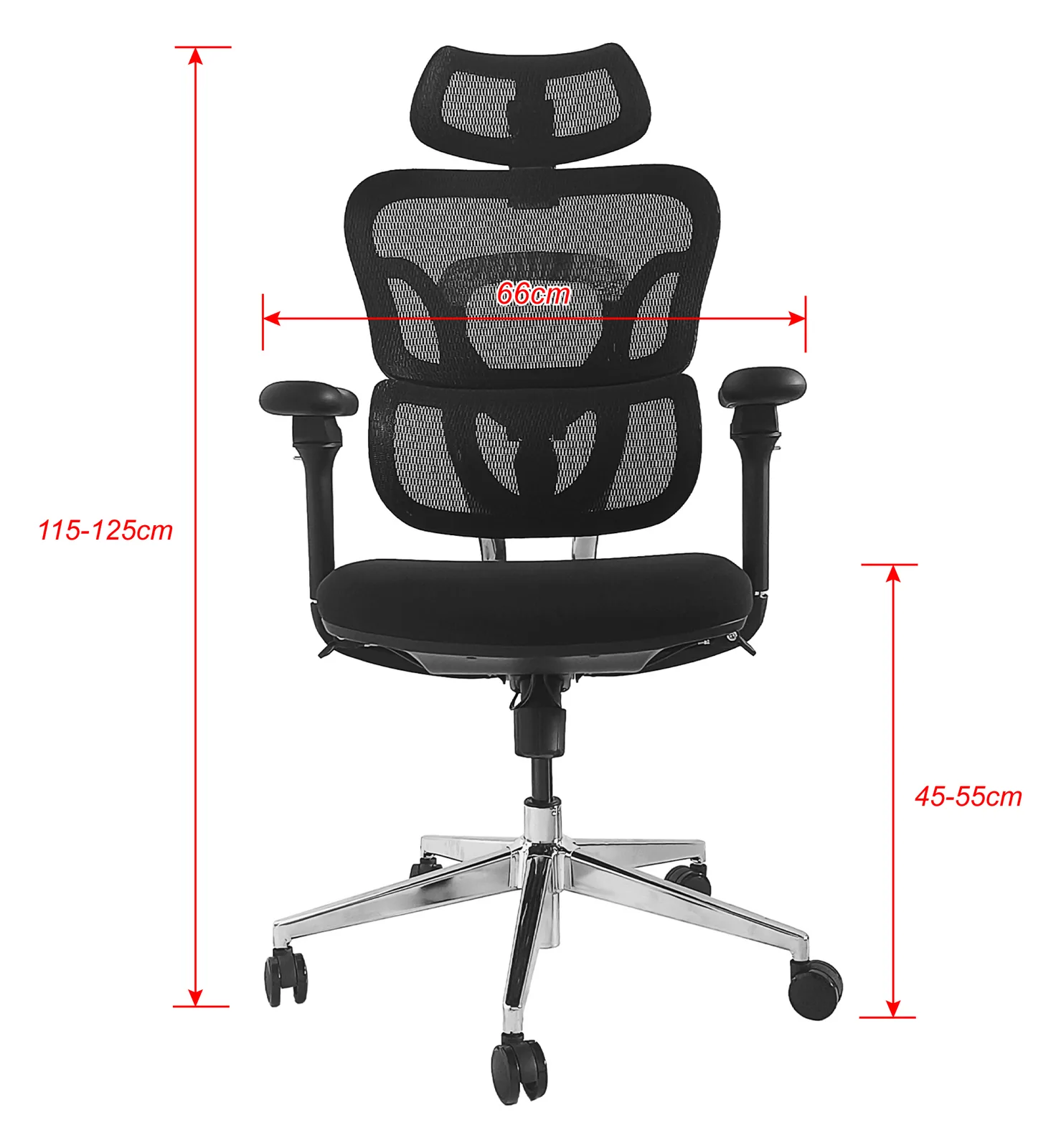 Equip Stuhl - ergonomisch - Armlehnen - T-förmig - Netz-Rückenlehne Schwarz 45 cm, Ansicht 2