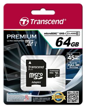 Transcend TS64GUSDU1 - Flash-Speicherkarte - 64 GB von LumaTech