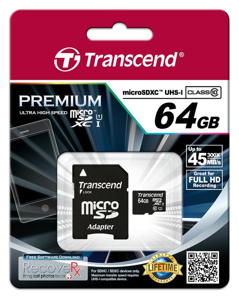 Transcend TS64GUSDU1 - Flash-Speicherkarte - 64 GB