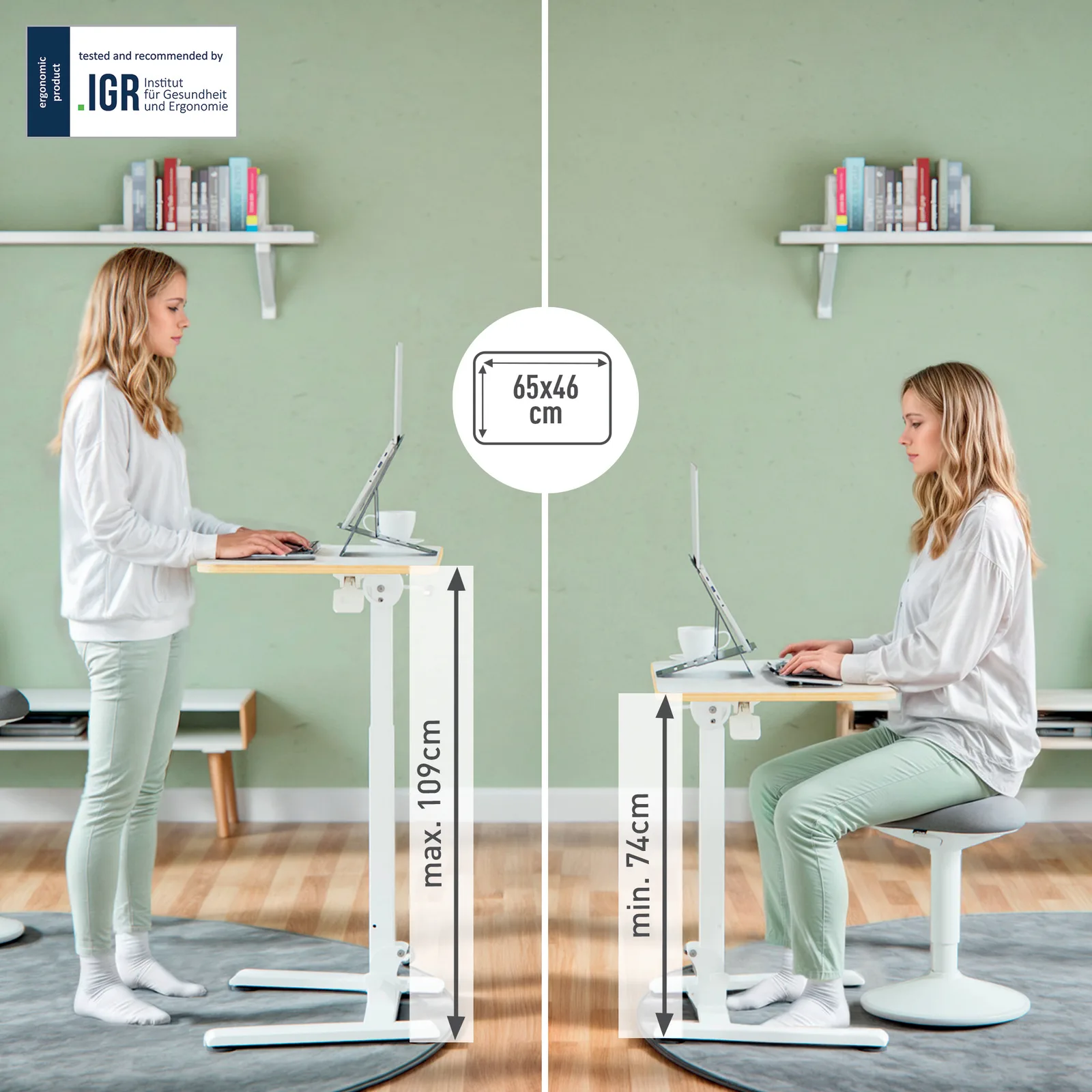 Esselte Leitz Ergo Sitz/Stehtisch klein klappbar weiß, Ansicht 3