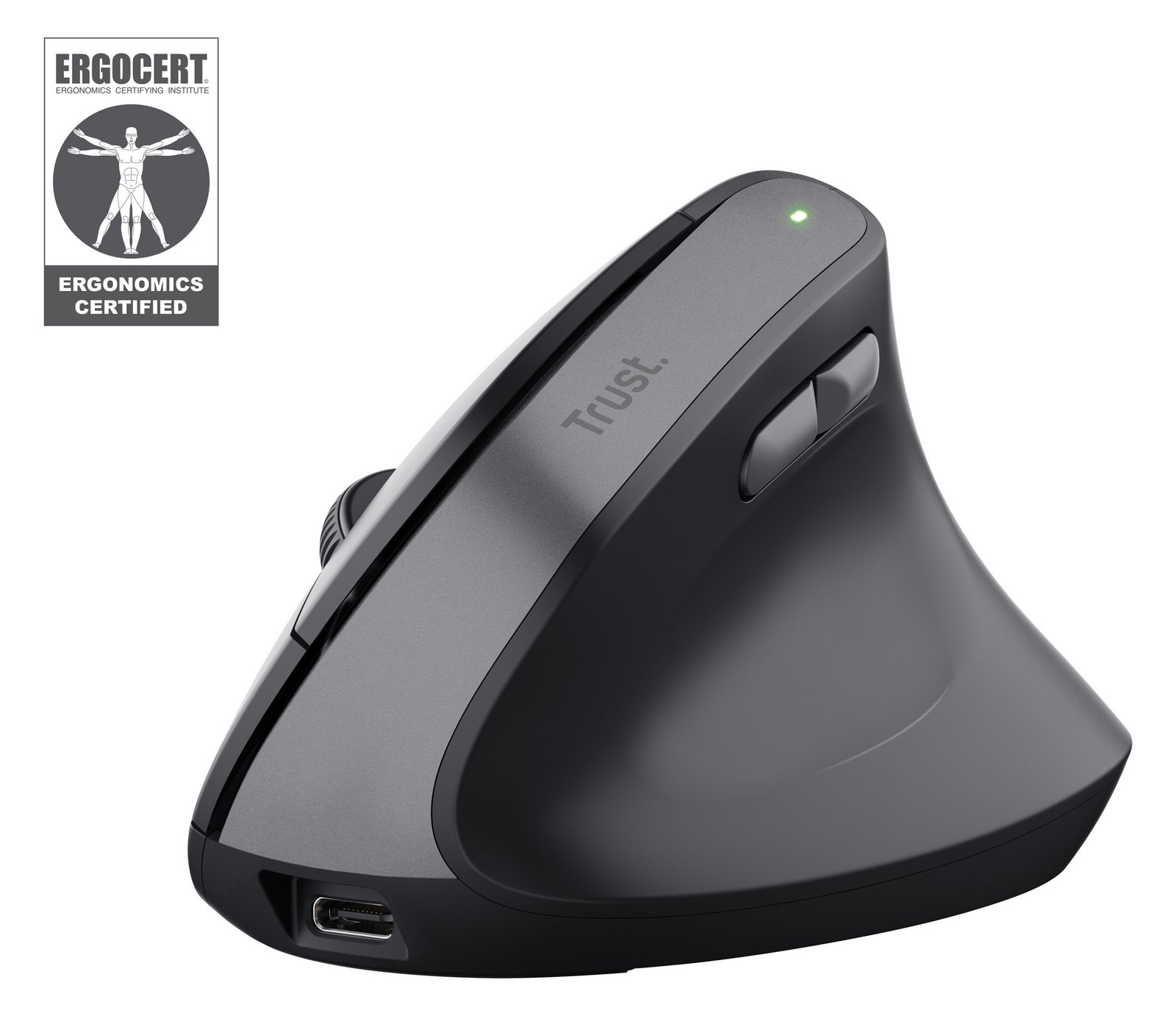 Trust Bayo II - Vertikale Maus - ergonomisch - Für Rechtshänder - optisch - 6 Tasten - kabellos - 2.4 GHz
