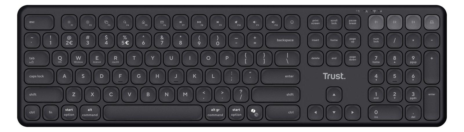 Trust Vaiya Kabellose Tastatur für mehrere Geräte - Schwarz - TL: Deutsch, QWERTZ