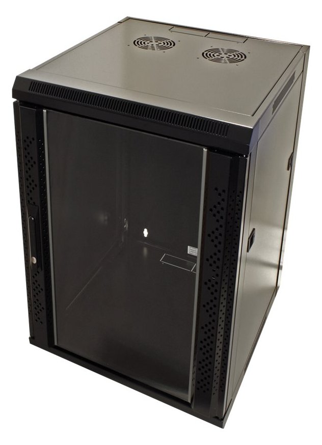 VALUE Schrank Netzwerkschrank - geeignet für Wandmontage - Schwarz, RAL 7021 - 18U - 48.3 cm (19)