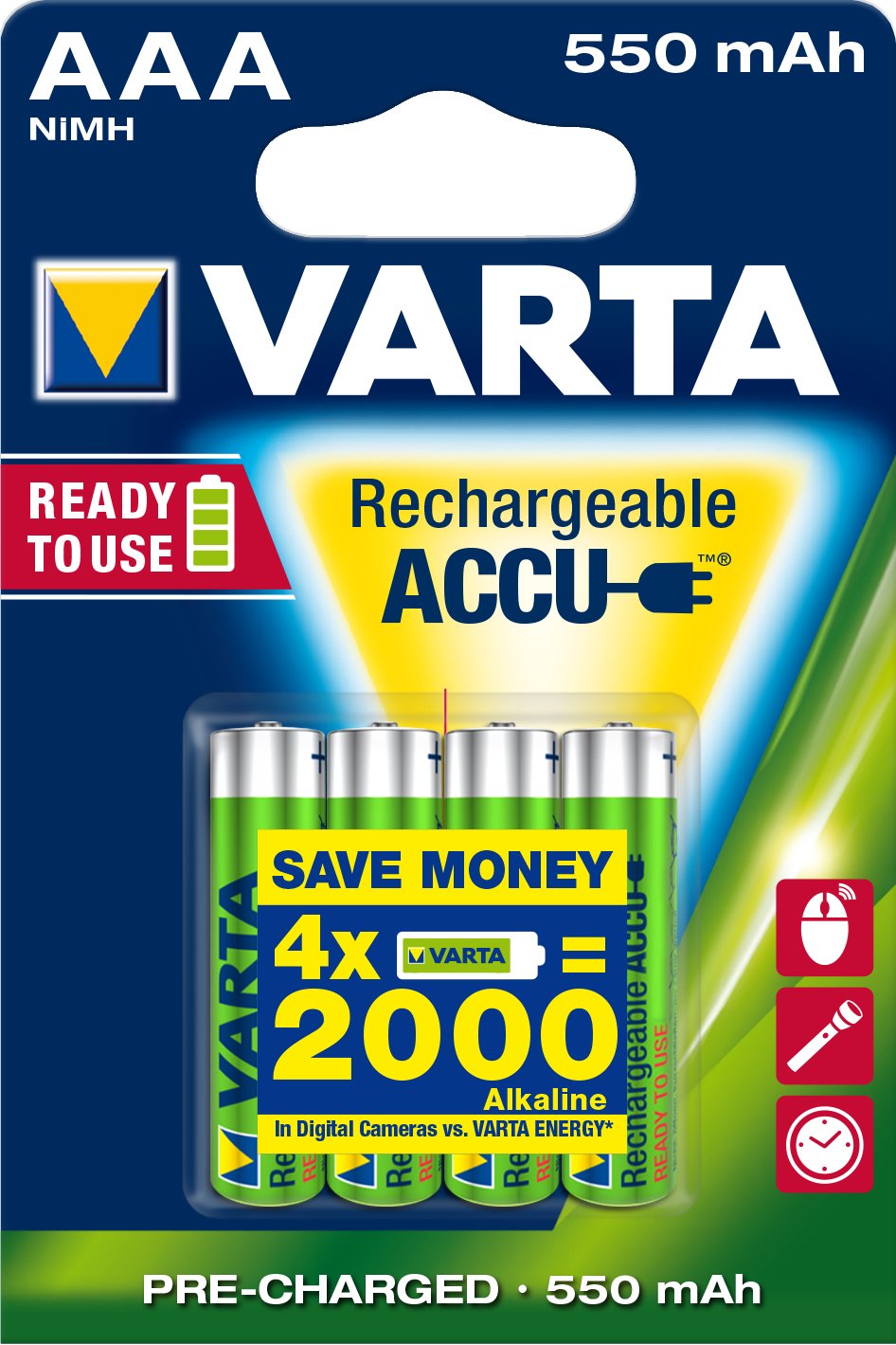 Varta Batterie 4 x AAA - NiMH - (wiederaufladbar)