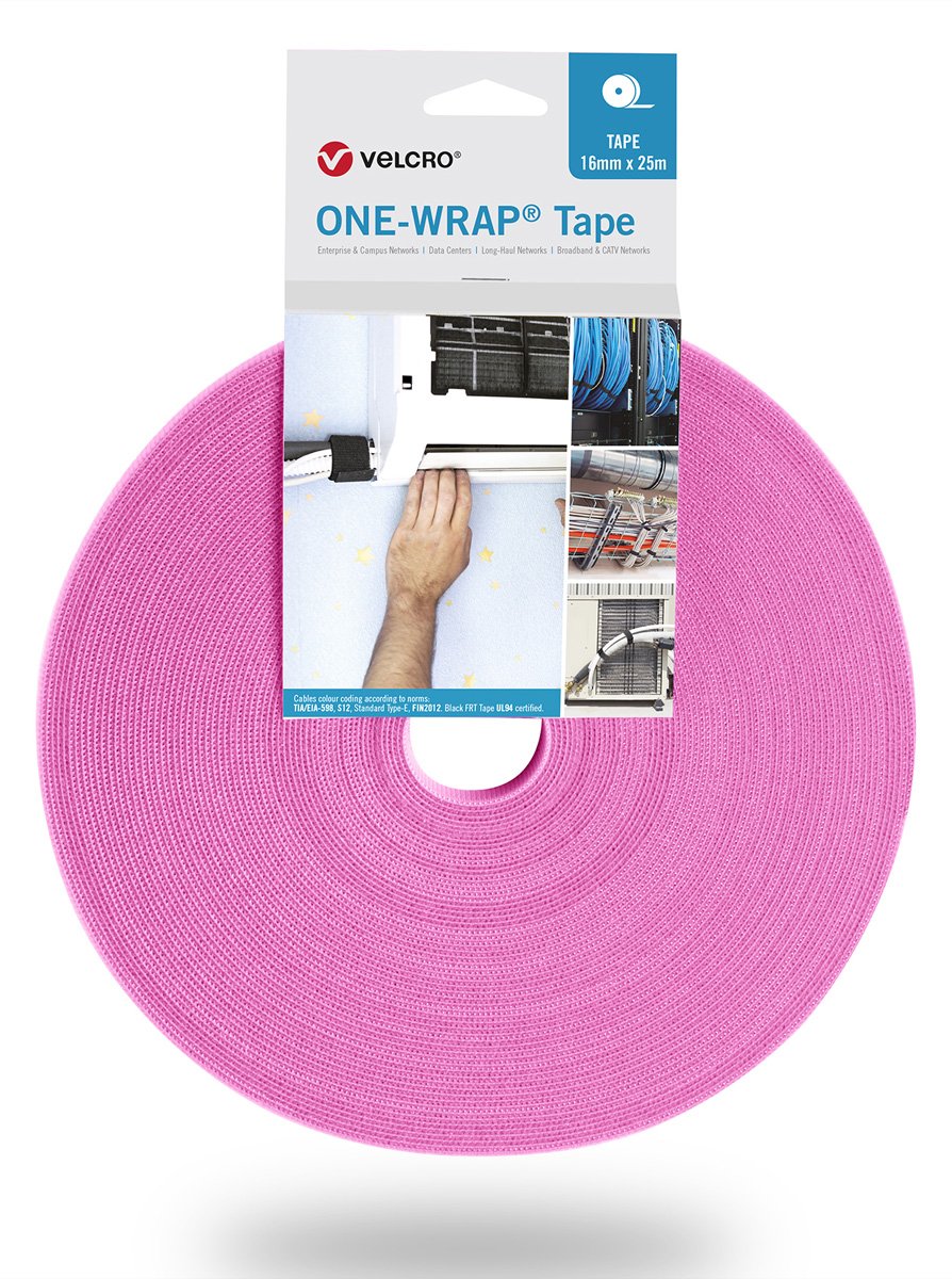 VELCRO One Wrap Band 25m 13mm Rosa VEL-OW64122