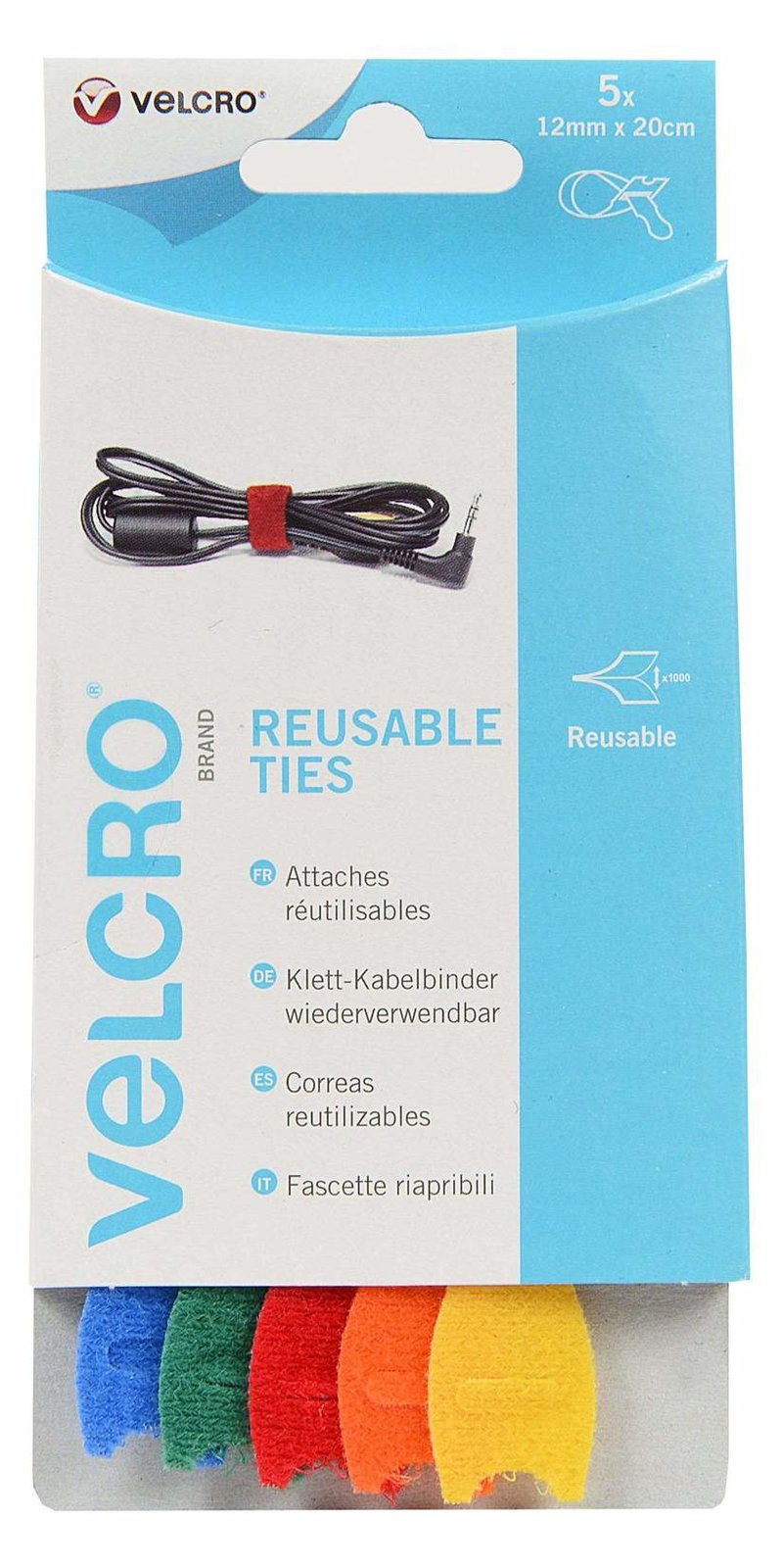 VELCRO VEL-EC60250 - Kabelbinder mit Klettverschluss - Velcro - Blau - Grün - Orange - Rot - Gelb - 200 mm - 12 mm