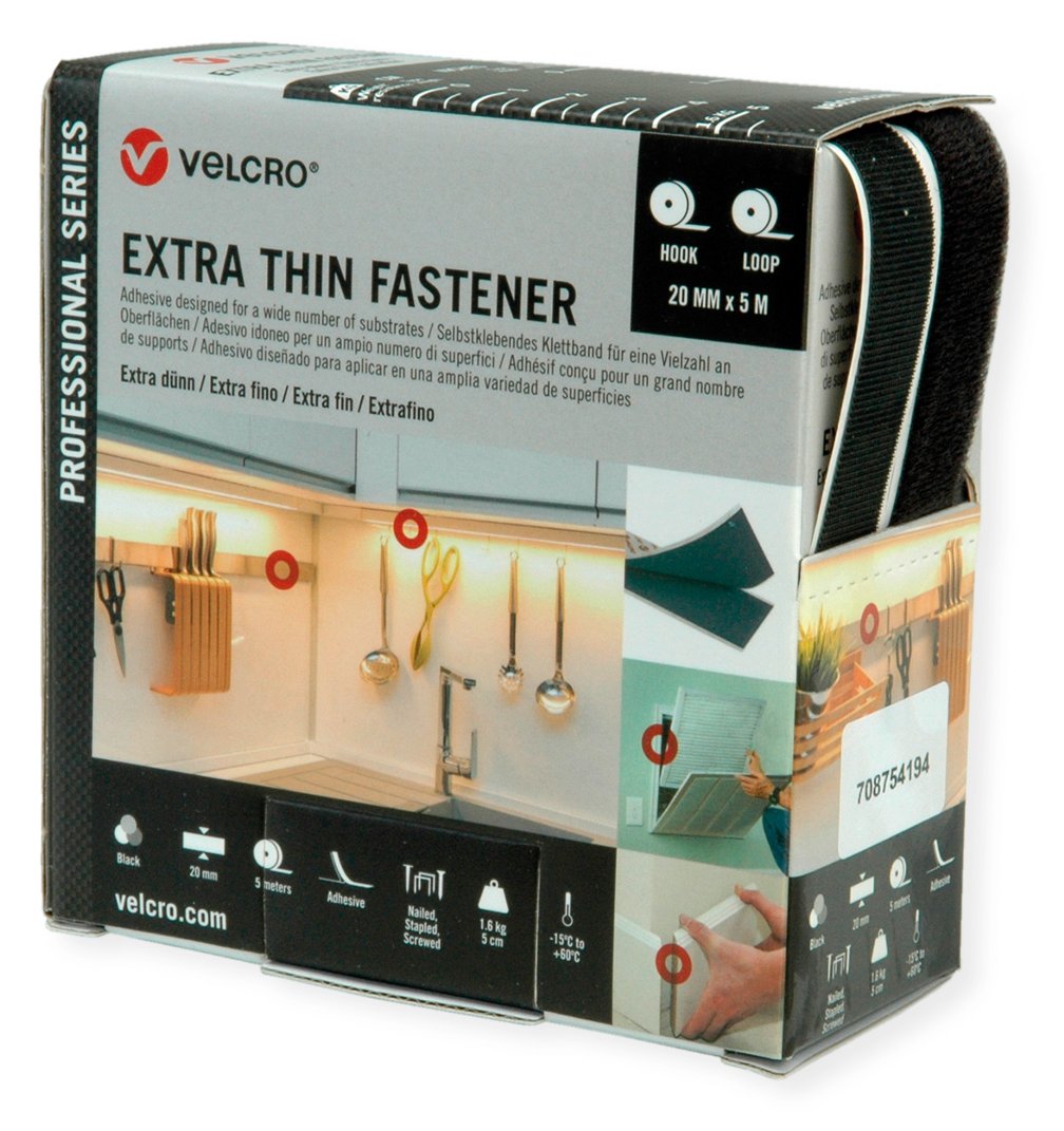 VELCRO XThin je5m Hkn&Flschb 20mm Schwz VEL-PS20020
