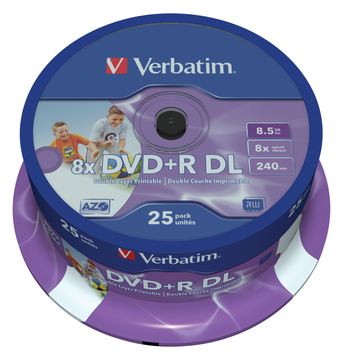 Verbatim 25 x DVD+R DL - 8.5 GB 8x - breite bedruckbare Oberfläche von LumaTech