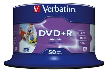 Verbatim 50 x DVD+R - 4.7 GB 16x - Bedruckbarer Innenring, in Fotoqualität bedruckbare Oberfläche von LumaTech