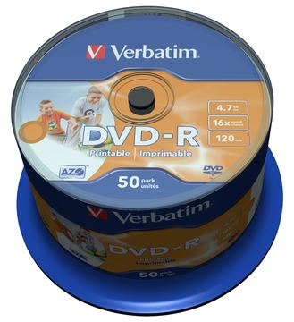Verbatim 50 x DVD-R - 4.7 GB 16x - breite bedruckbare Fläche für Fotos von LumaTech