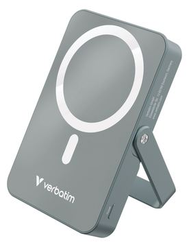 Verbatim Charge 'n' Go - Induktive Power Bank - magnetisch, mit Ständer - Li-Pol - 10000 mAh - 20 Watt - 3 A - Grau von LumaTech