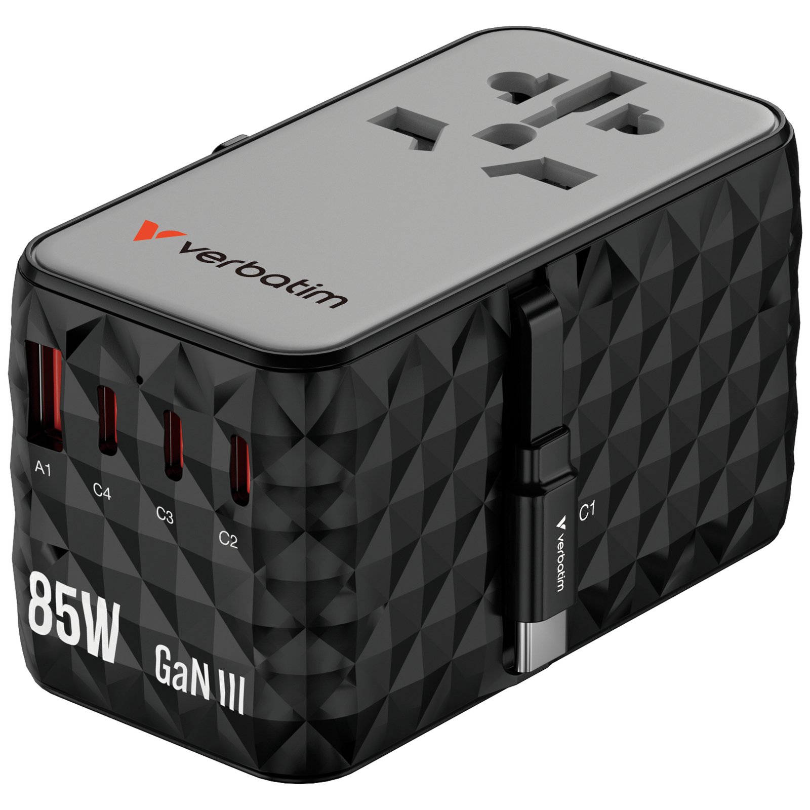 Verbatim Charge 'n' Travel - Netzteil - GaN III, Universal - 85 Watt - 10 A - 4 Ausgänge (24 pin USB-C, USB)