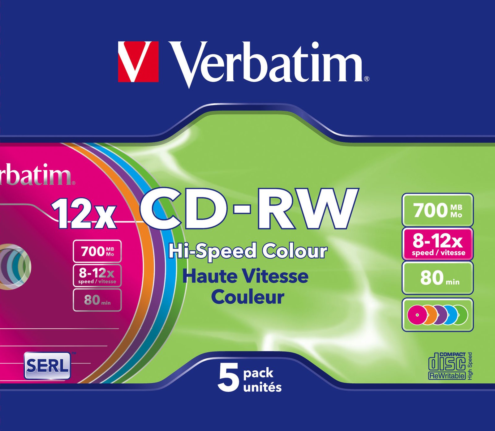 Verbatim DataLifePlus Hi-Speed - 5 x CD-RW - 700 MB (80 Min)