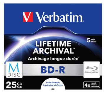 Verbatim M-Disc - 5 x BD-R - 25 GB 4x - mit Tintenstrahldrucker bedruckbare Oberfläche - Jewel Case (Schachtel) von LumaTech