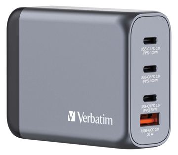 Verbatim Netzteil - GaN - 100 Watt - 5 A - PD 3.0, QC 3.0, PD/PPS - 4 Ausgabeanschlussstellen (USB, 3 x USB-C) von LumaTech