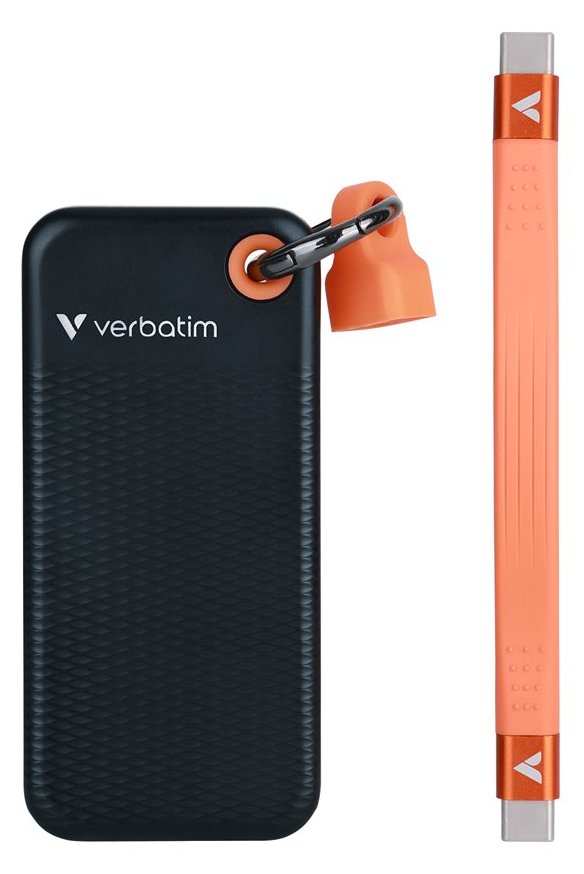 Verbatim Pocket - SSD - 1 TB - Schlüsselanhänger mit Kabelbefestigung - extern (tragbar) - schwarz, orange