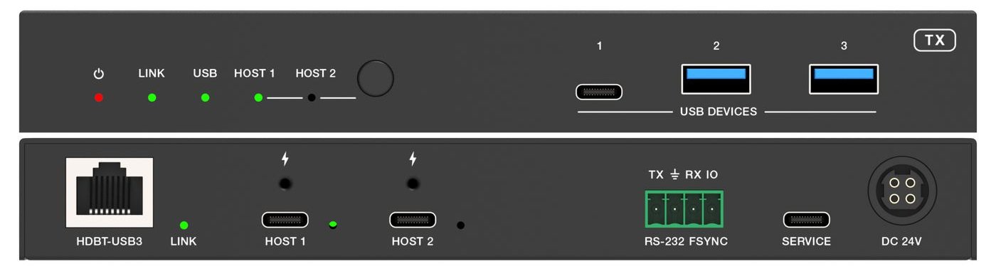 VivoLink USB3.2 Gen 1 Extender 100m with Dual USB-C in & Video - USB 3.0