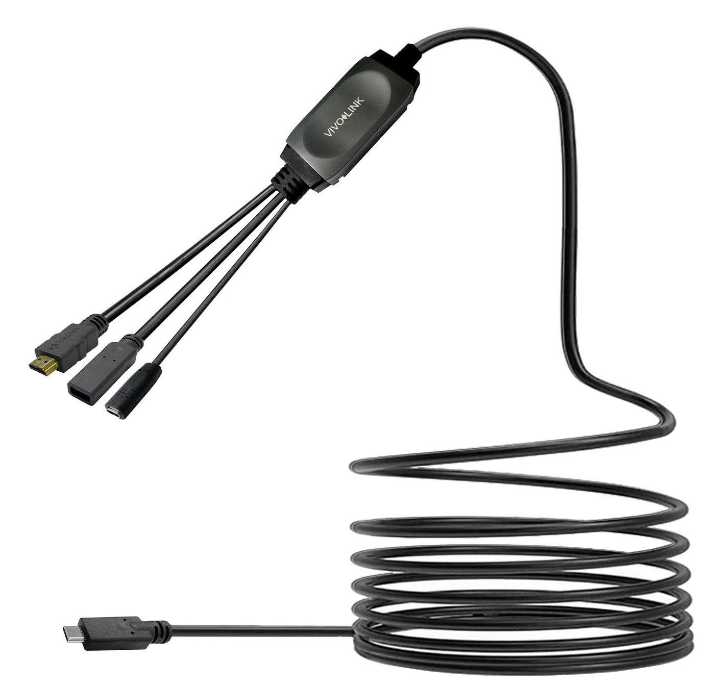 VivoLink USB-C HUB Cable with USB3.0 & Charging black - Kabel - Digital/Daten