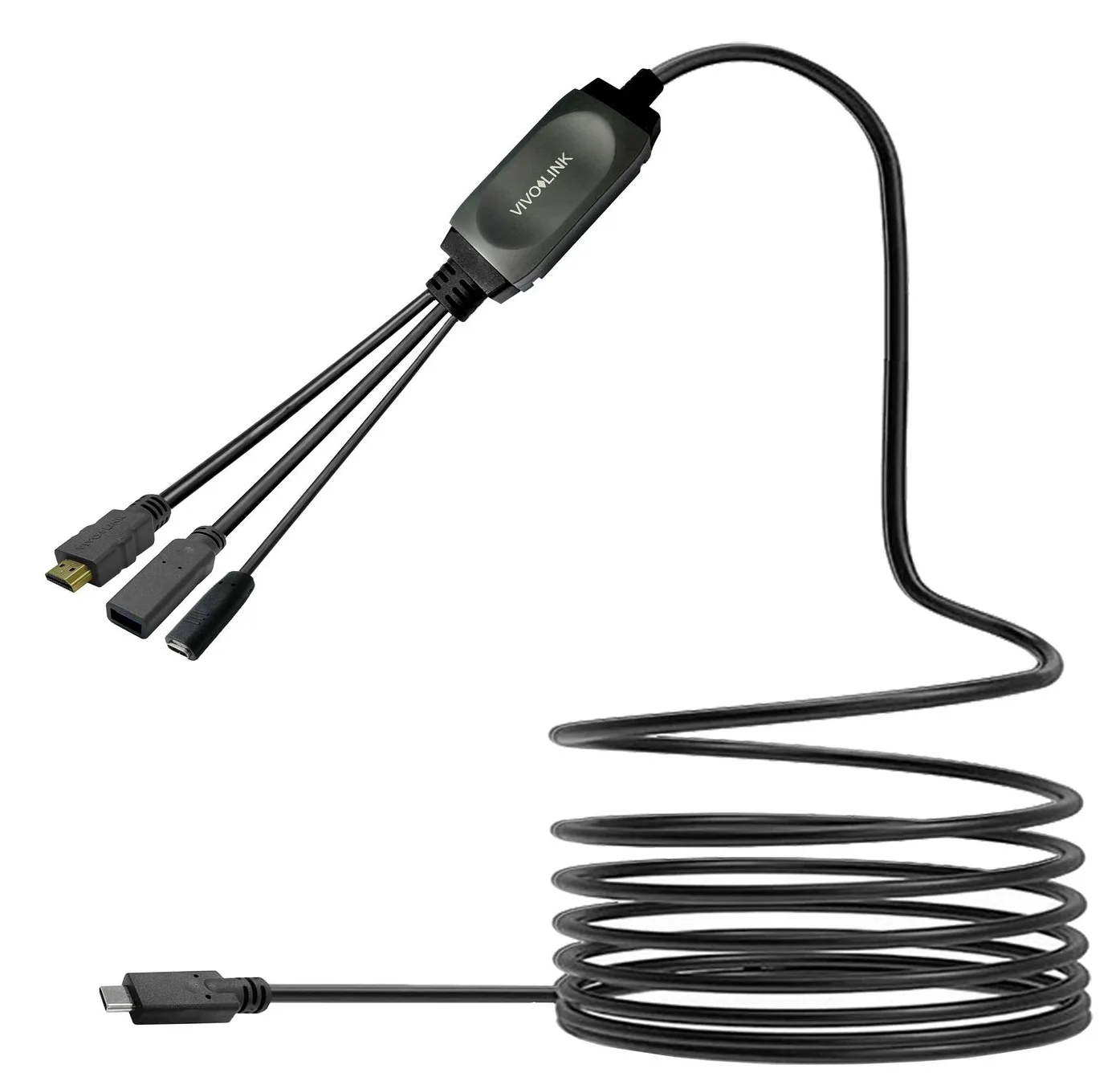 VivoLink USB-C HUB Cable with USB3.0 & Charging black - Kabel - Digital/Daten, Ansicht 2