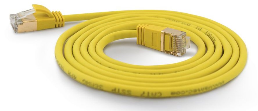 WANTEC Extra dünnes CAT7 SSTP Patchkabel - 1 m - Cat7 - S/FTP (S-STP) - RJ-45 - RJ-45 - Gelb