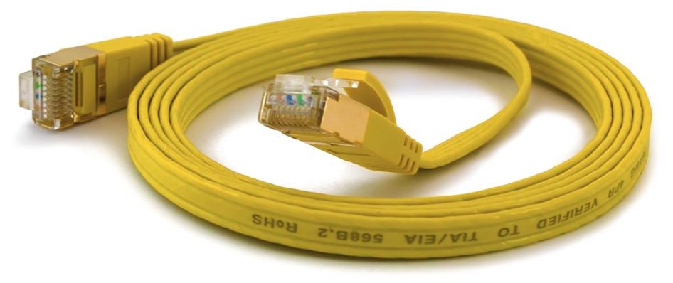 WANTEC Flaches CAT6A FTP Patchkabel - 0,2 m - Cat6a - F/UTP (FTP) - RJ-45 - RJ-45 - Gelb