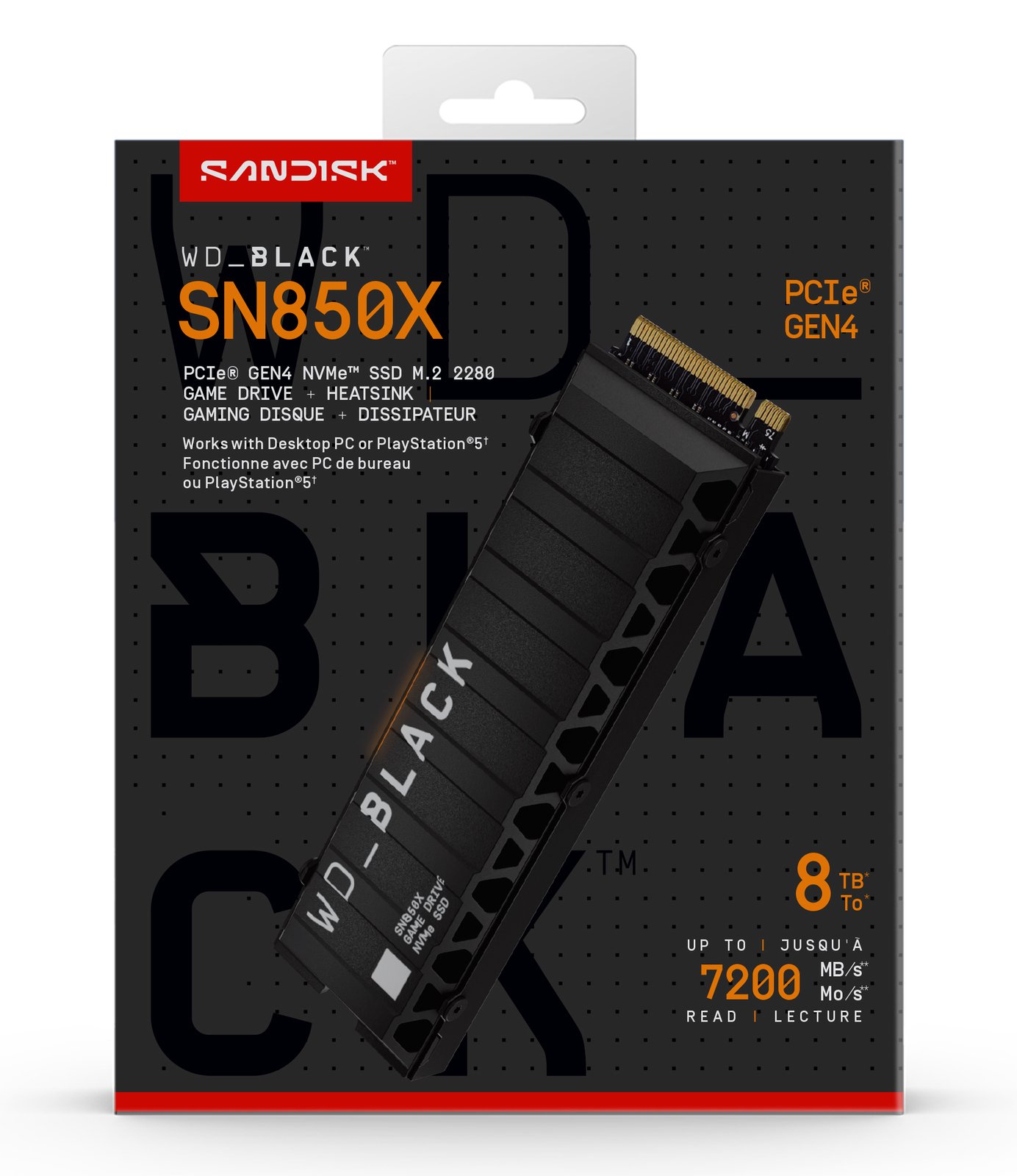 WD WD_BLACK SN850X 8TB NVMe-SSD for PS5 with Heatsink - PCIe Gen4 16GT/s - up to 4Lanes