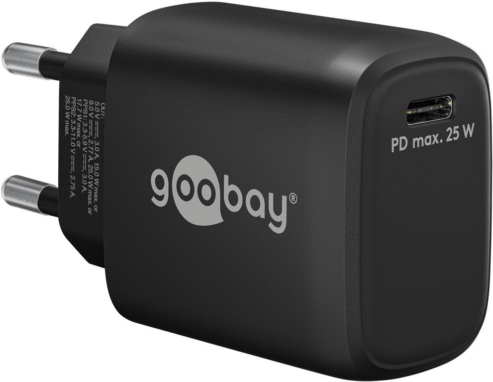 Wentronic Goobay USB-C Schnellladegerät schwarz25W 3A USB-C Power Delivery