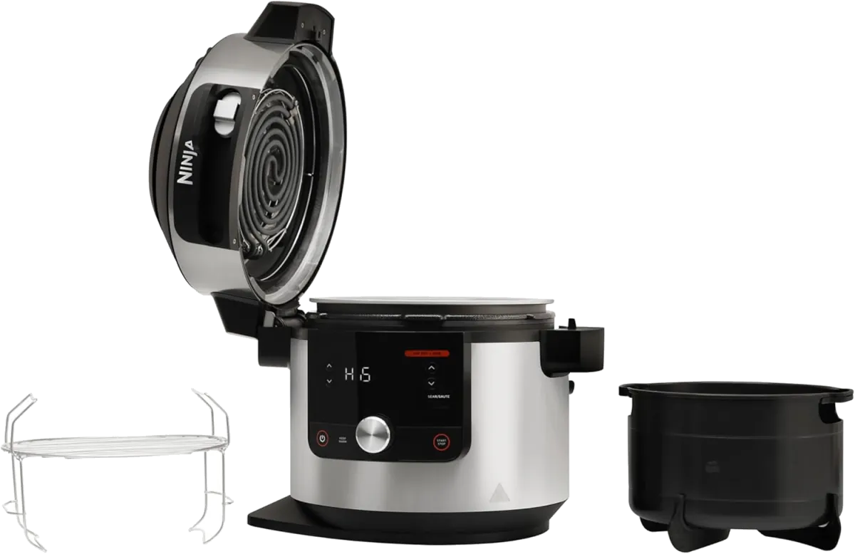 Ninja Foodi MAX Multikocher mit SmartLid, 7,5L, 12-in-1 Multicooker, Pressure Cooker Schnellkochen, Airfryer Heißluftfrittieren, Slow Cooker Langsamkochen, Edelstahl, OL650EU — Bild 4