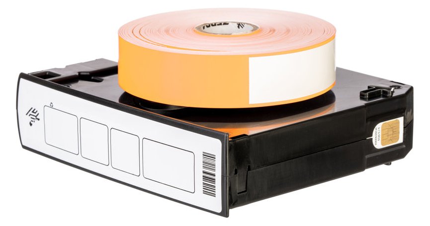 Zebra Z-Band Direct - Polypropylen (PP) - permanenter Acrylklebstoff - perforiert - 6 mil - orange, Fühlmarke schwarz