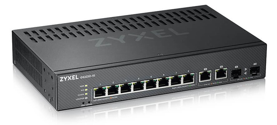 ZyXEL GS2220-10 - Switch - managed - 8 x 10/100/1000 + 2 x Kombi-Gigabit-SFP