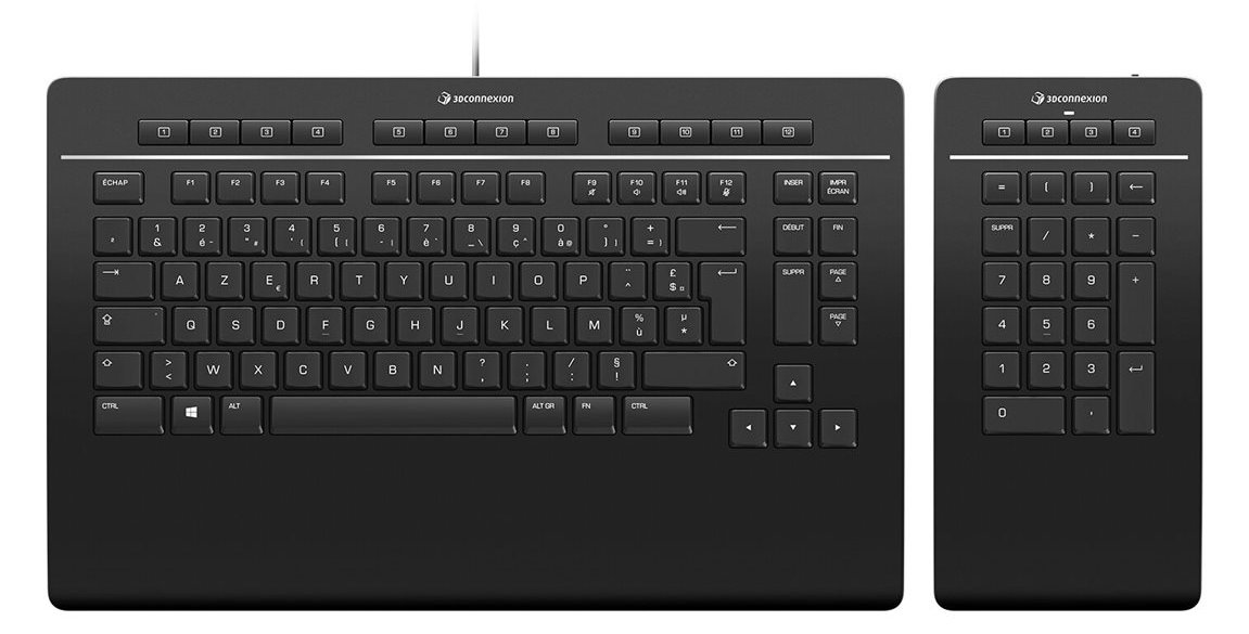 3Dconnexion Keyboard Pro with Numpad - Tastatur und Nummernfeld - Französisch, AZERTY