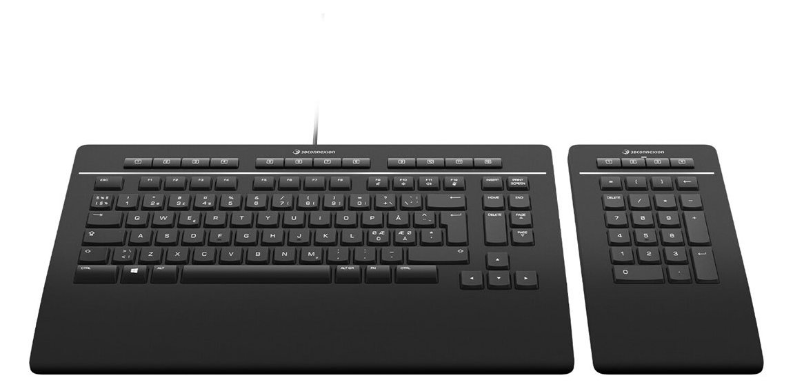 3Dconnexion Keyboard Pro with Numpad - Tastatur und Nummernfeld - Nordisch, QWERTY