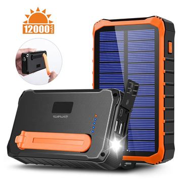 4smarts Prepper - Solar-Powerbank - Li-Pol - 12000 mAh - 10.5 Watt - 2.1 A - 2 Ausgabeanschlussstellen (USB) von LumaTech