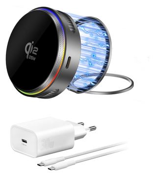 4smarts Qi2 25W MagSafe Ladegeraet-Set mit Kühlung RGB -grau von LumaTech