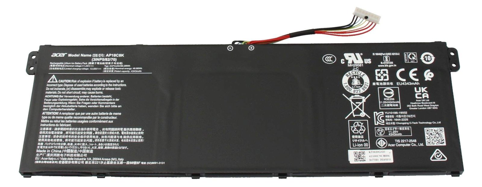 Acer Battery Murata 48WH 3S1P 60W - Batterie - 4.200 mAh