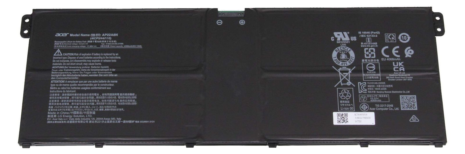Acer Battery.4180Mah.65Wh.4S1P.Ap22 A8N