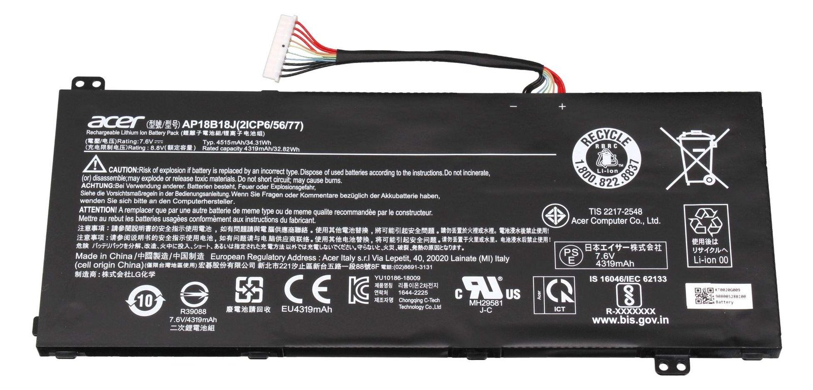 Acer KT.0020G.009 Akku 34.31Wh Original - Batterie - 4.319 mAh