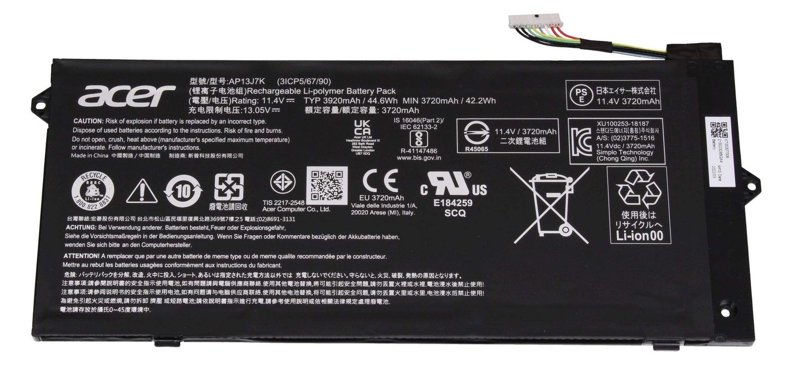 Acer KT.00304.008 Akku 45Wh Original - Akku - 3.920 mAh
