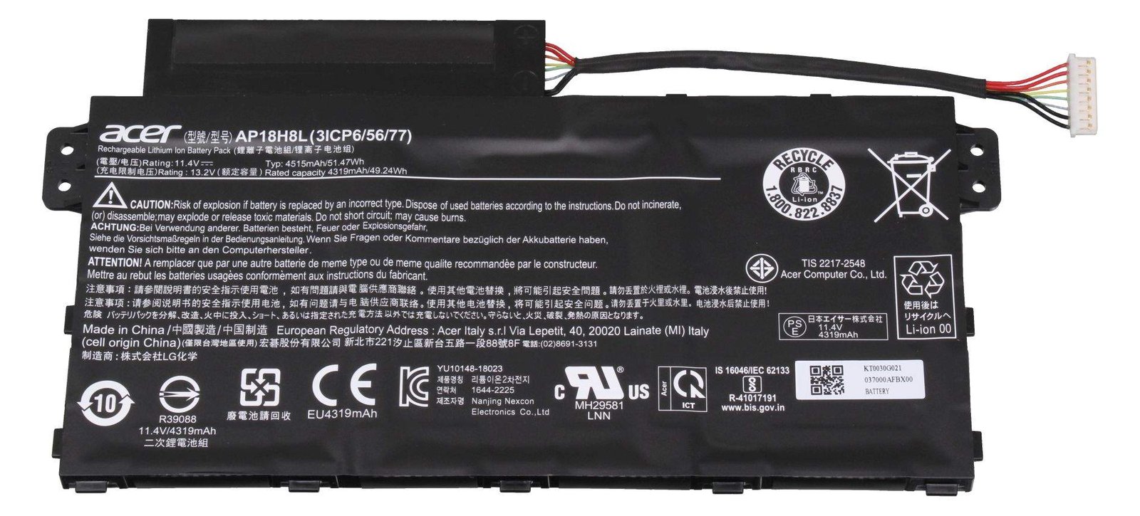 Acer KT.0030G.021 Akku 51.5Wh Original - Batterie - 4.319 mAh