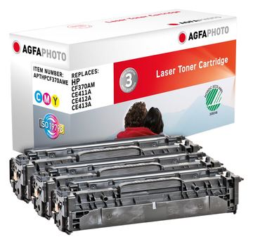 AgfaPhoto 3er-Pack - Gelb, Cyan, Magenta - Tonerpatrone (Alternative zu: HP 305A, HP CE411A, HP CE412A, HP CE413A,...) von LumaTech