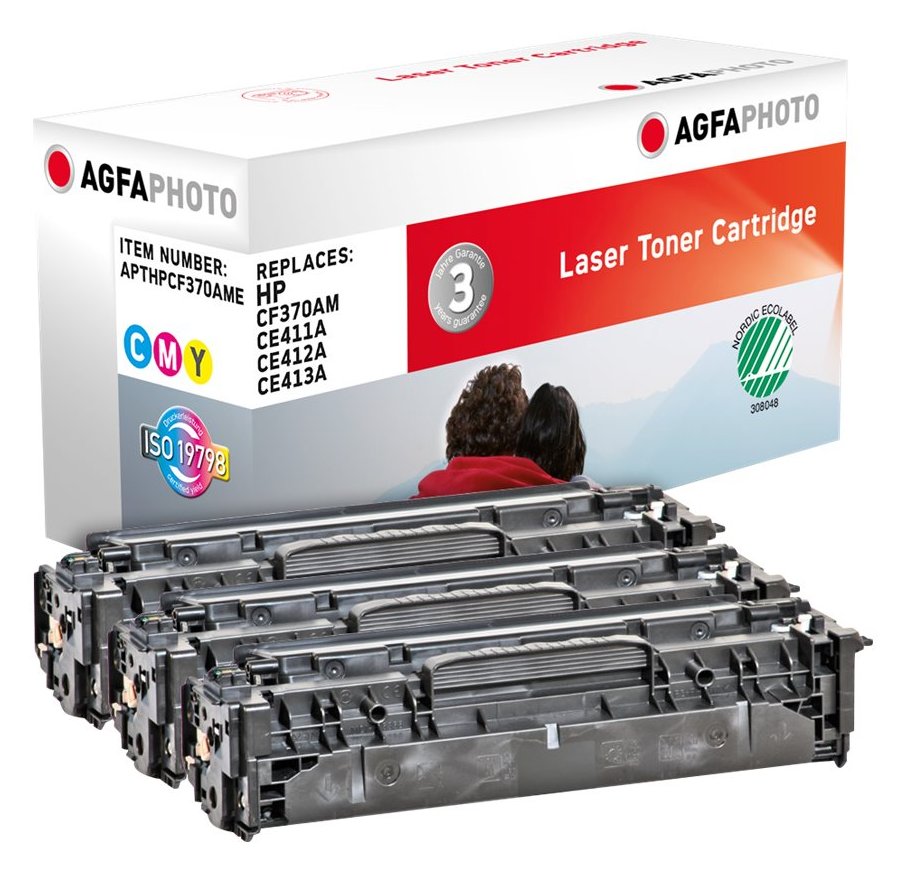 AgfaPhoto 3er-Pack - Gelb, Cyan, Magenta - Tonerpatrone (Alternative zu: HP 305A, HP CE411A, HP CE412A, HP CE413A,...)