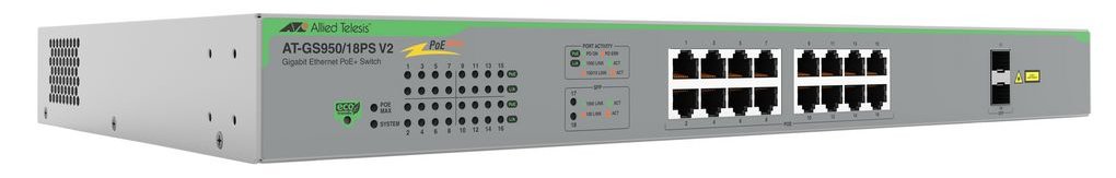 Allied Telesis AT GS950/18PS V2 - Switch - Smart - 16 x 10/100/1000 (PoE+)
