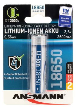 Ansmann Batterie 18650 - Li-Ion - 2600 mAh - 9.36 Wh - 1S (1S1P) von LumaTech