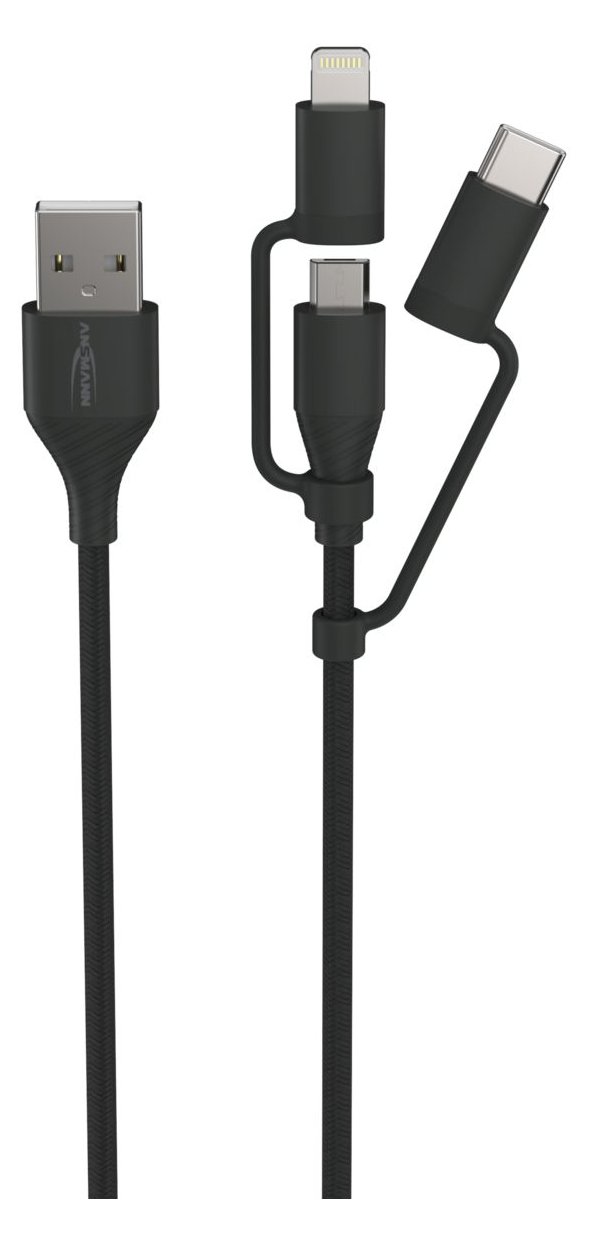 Ansmann Daten-/Ladekabel USB 3in1 120cm - Kabel - Digital/Daten