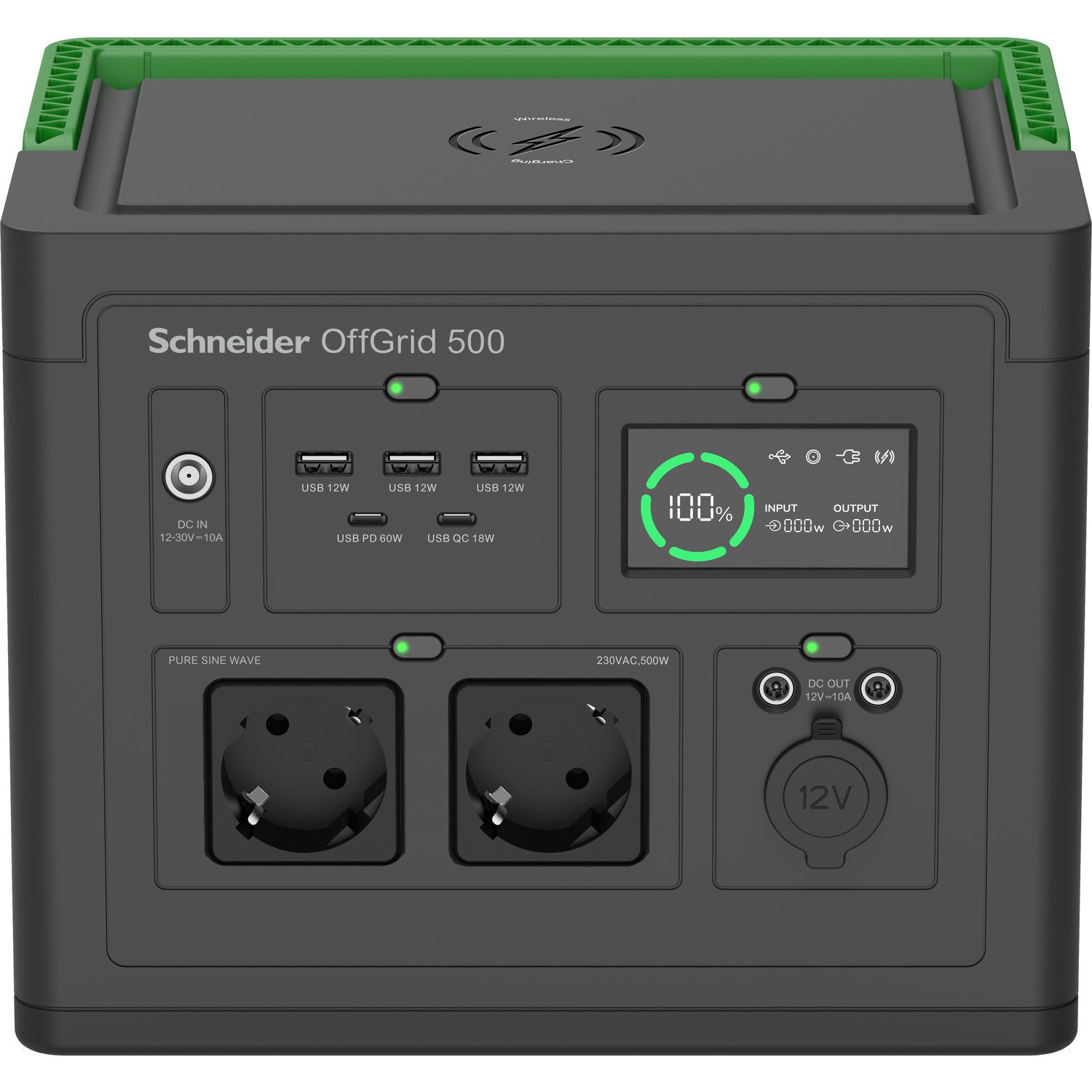 APC Schneider OffGrid 500 - Tragbares kraftwerk - 2 CEE 7/3 Schuko-Steckdosen, Sinuswelle, 3 USB-A, 2 USB-C