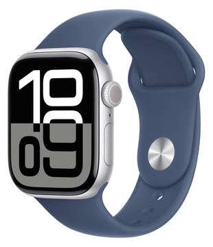 Apple Watch Series 10 (GPS + Cellular) - 42 mm - Aluminium - Silber - mit Sportband - Denim - Bandgröße: M/L von LumaTech