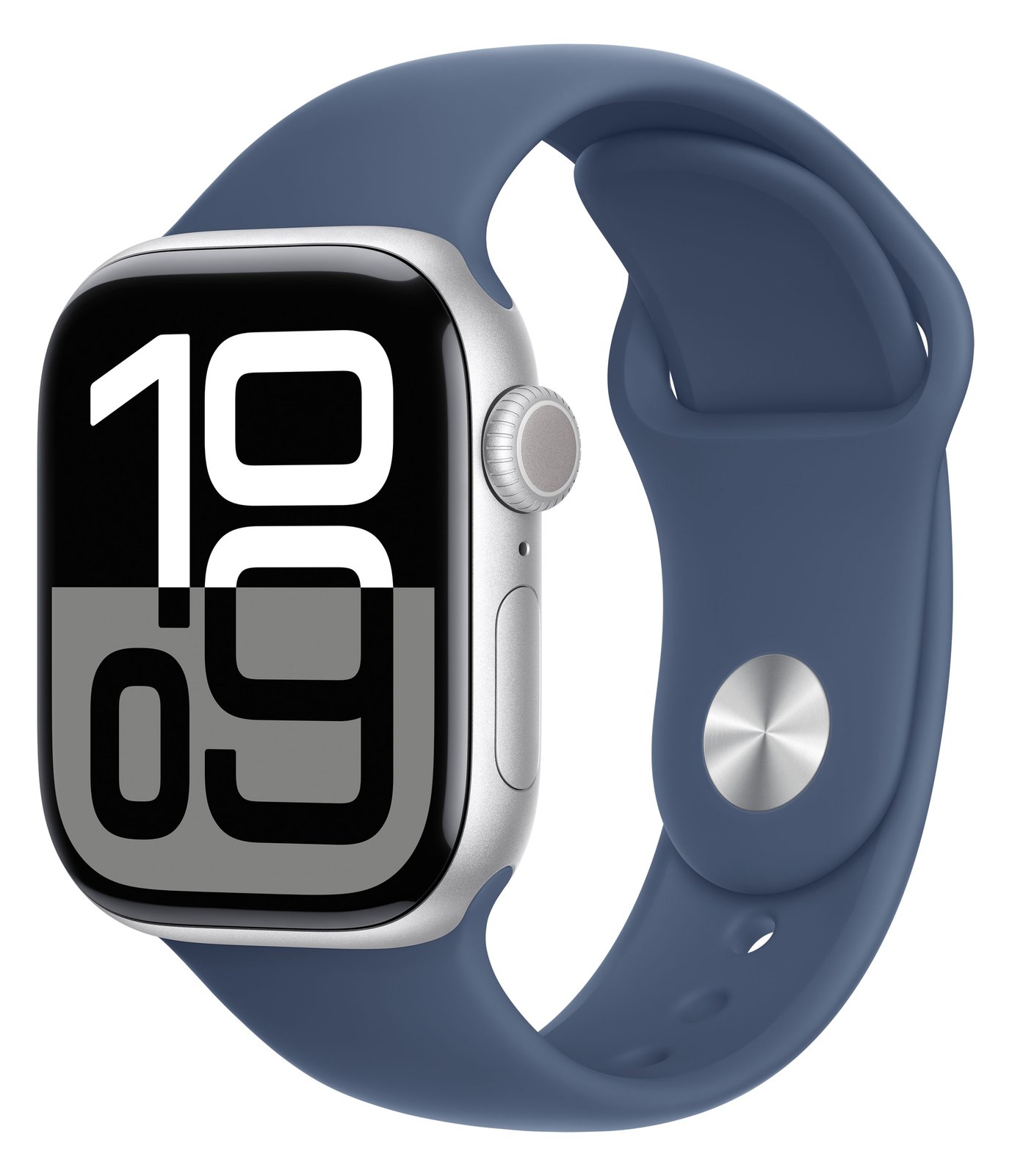 Apple Watch Series 10 (GPS + Cellular) - 42 mm - Aluminium - Silber - mit Sportband - Denim - Bandgröße: M/L