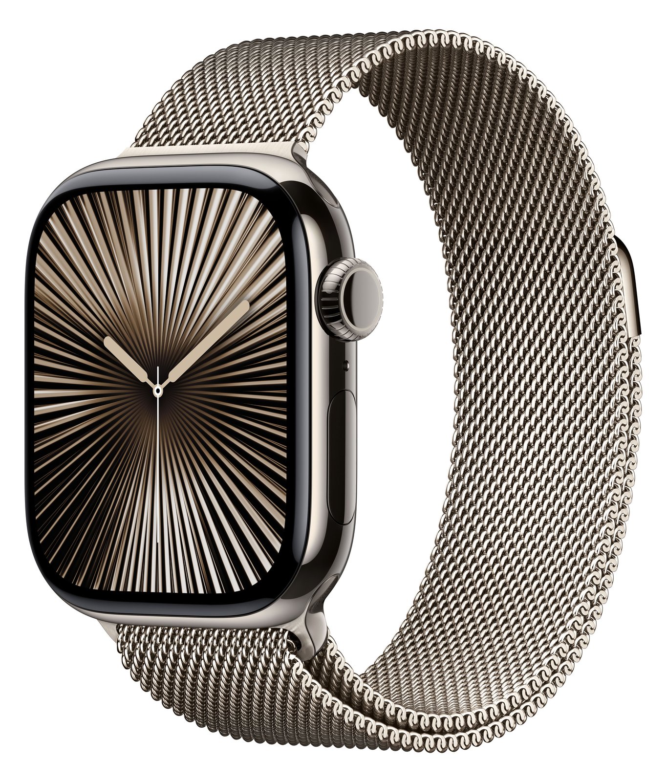 Apple Watch Series 10 (GPS + Cellular) - 42 mm - natürliches Titan - mit Milanaise Armband - natural - Größe: 130-180 mm